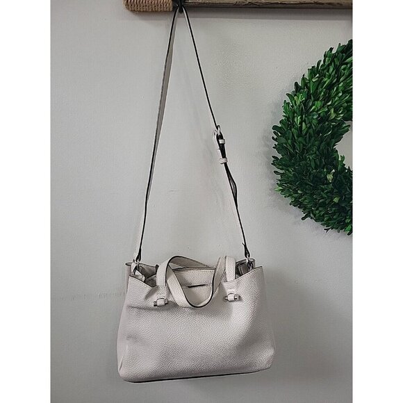 Zara Basics Collection Ivory Pebbled Leather‎ Purse Shoulder Bag - Picture 1 of 8